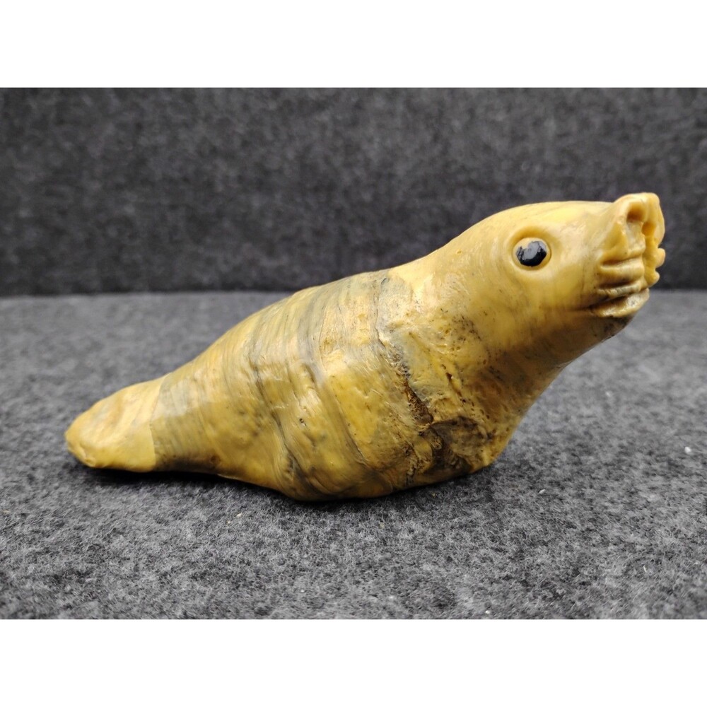 Vintage Crushed Oyster Shell Handmade Manatee Figurine Figure